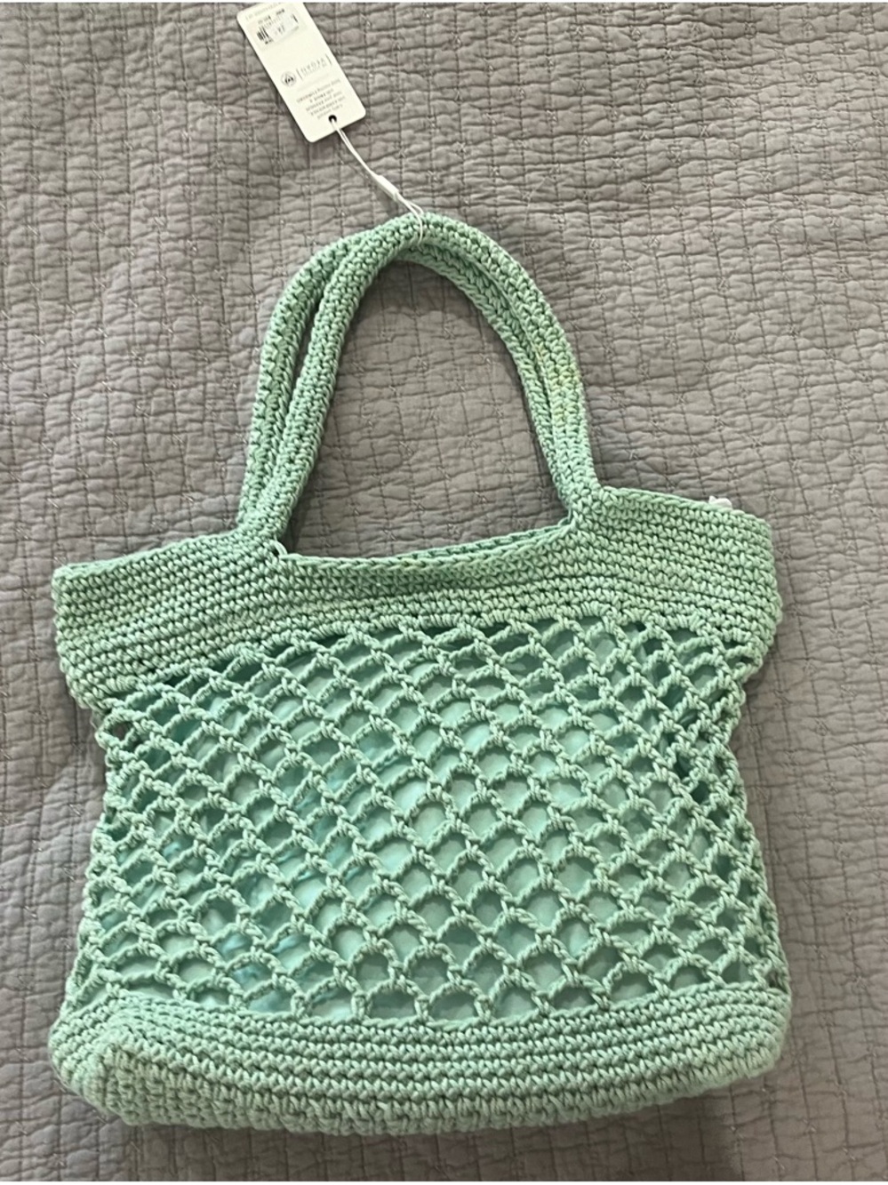Urban Expressions Mint Crochet Net Tote Bag